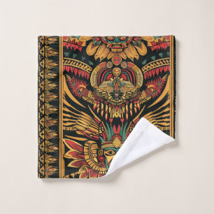Soft Teal "Aztec Dream" Plush Wash Cloth
