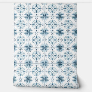 Soft Teal Blossom Medley Petite - Teal, White Wallpaper