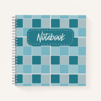 Soft Teal Checkerboard Notebook Modern Geometric