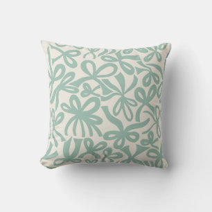 Soft Teal Coquette ribbons and bows Cushion