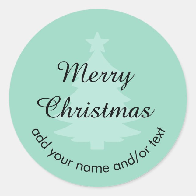 Soft Teal Customisable Christmas Sticker (Front)