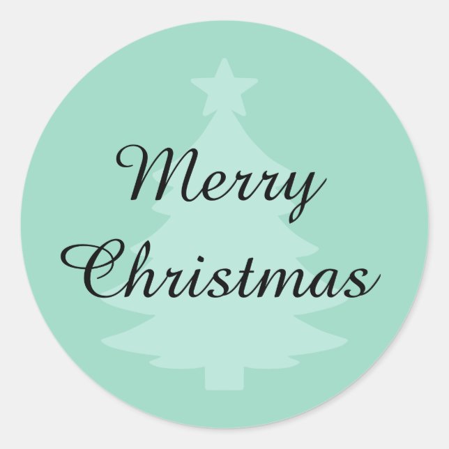 Soft Teal Merry Christmas Sticker (Front)