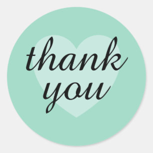 Soft Teal Round Thank You Sticker