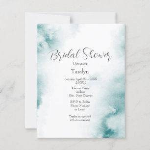 Soft Teal Watercolor Abstract Frame Invitation