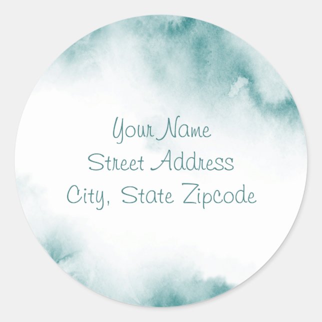 'Soft Teal Watercolor Abstract Frame'  Labels (Front)