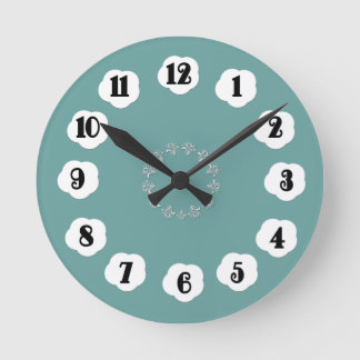 Soft Teal with White Accents Wall Clock
