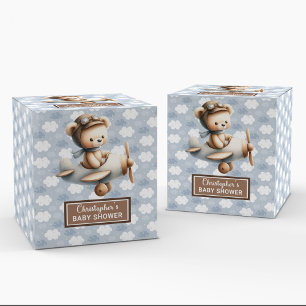 Soft teddy bear pilot baby shower treat box idea