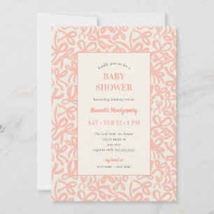 Soft Terracotta Pink Ribbons and Bows Baby Shower Invitation