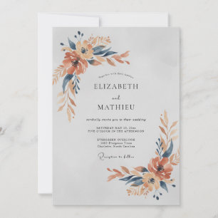 Soft Terracotta Slate Painted Wedding Invitation