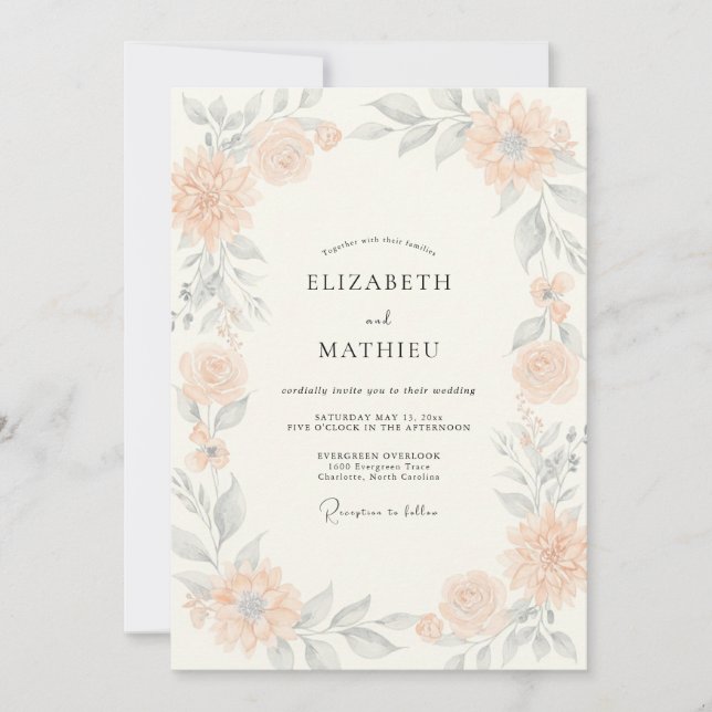 Soft Terracotta Slate Wreath Wedding Invitation (Front)