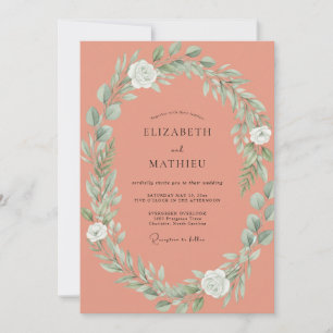 Soft Terracotta Wreath Wedding Invitation