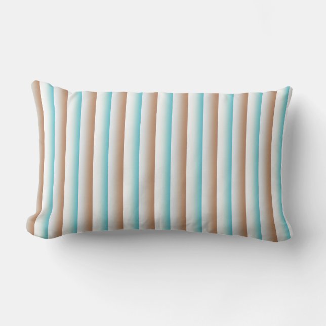 Soft Toned Orange Blue Beige White Pattern Lumbar Cushion (Front)