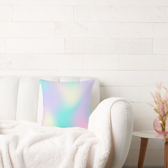 Soft tones iridescent holographic background cushion (Couch)