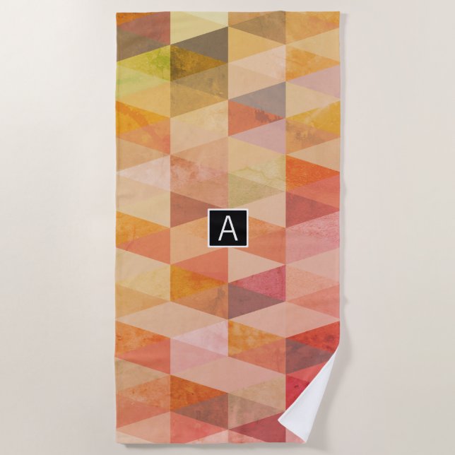 Soft Triangle Geometric Pattern | Monogrammed Beach Towel (Front)