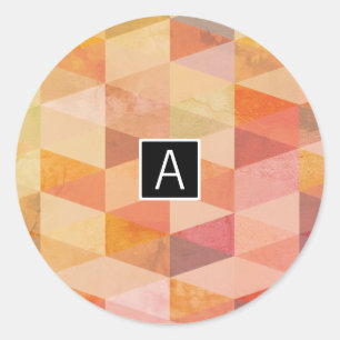 Soft Triangle Geometric Pattern   Monogrammed Classic Round Sticker
