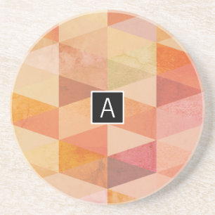 Soft Triangle Geometric Pattern   Monogrammed Coaster