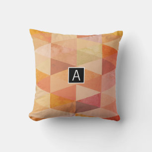 Soft Triangle Geometric Pattern Monogrammed Cushion