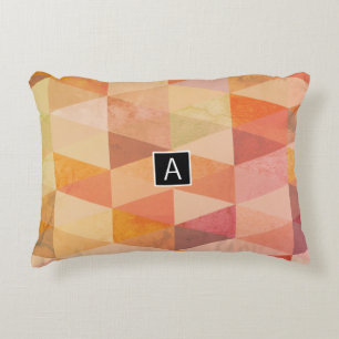 Soft Triangle Geometric Pattern   Monogrammed Decorative Cushion