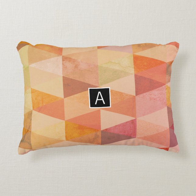 Soft Triangle Geometric Pattern | Monogrammed Decorative Cushion (Front)