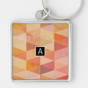 Soft Triangle Geometric Pattern   Monogrammed Key Ring
