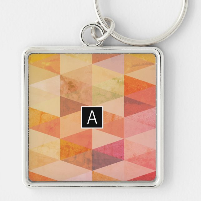 Soft Triangle Geometric Pattern | Monogrammed Key Ring (Front)