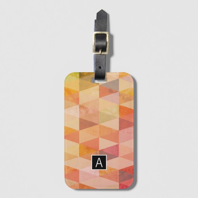 Soft Triangle Geometric Pattern | Monogrammed Luggage Tag (Front Vertical)