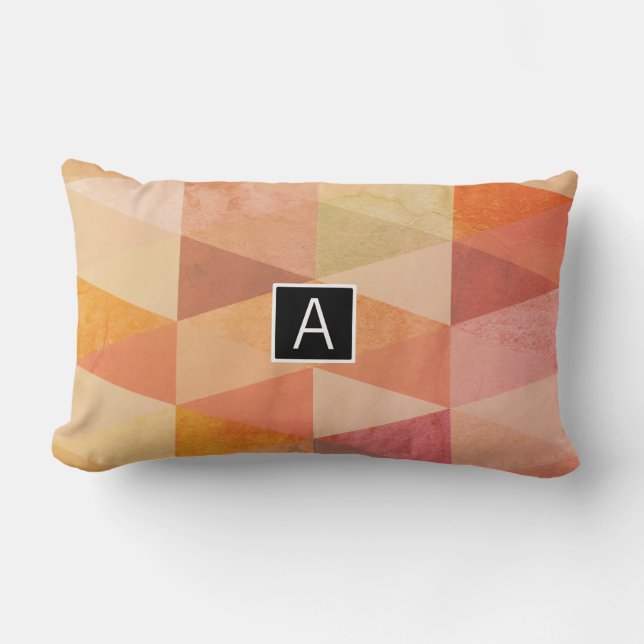 Soft Triangle Geometric Pattern | Monogrammed Lumbar Cushion (Front)