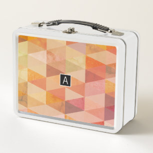 Soft Triangle Geometric Pattern   Monogrammed Metal Lunch Box