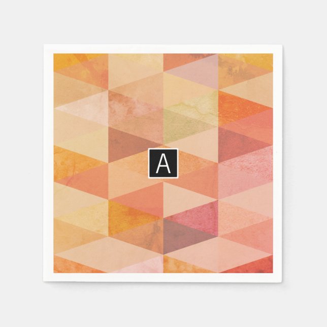 Soft Triangle Geometric Pattern | Monogrammed Napkin (Front)