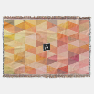 Soft Triangle Geometric Pattern   Monogrammed Throw Blanket