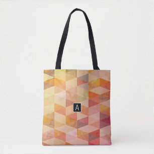 Soft Triangle Geometric Pattern Monogrammed Tote Bag