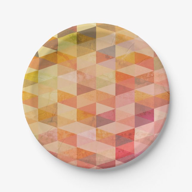 Soft Triangle Geometric Pattern Paper Plate (Front)