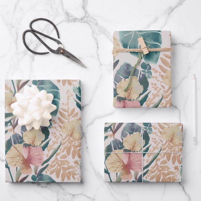 Soft Tropical Motif 3 Wrapping Paper (Front)