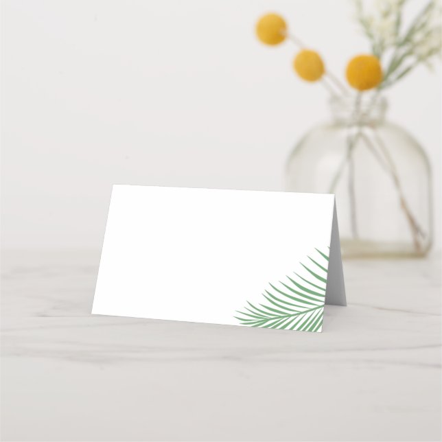 Soft Tropical Palm Leaf Folded Place Cards (Front)