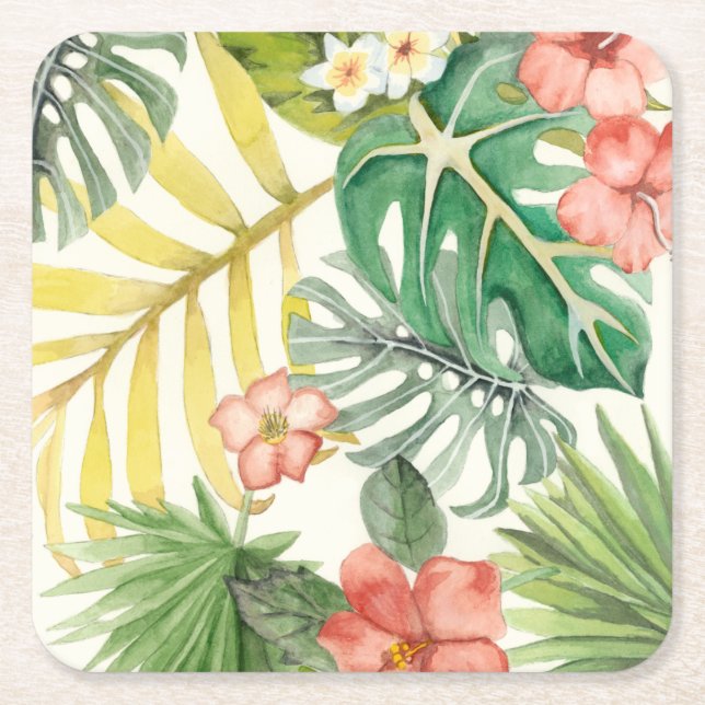 Soft Tropics Square Paper Coaster (Front)