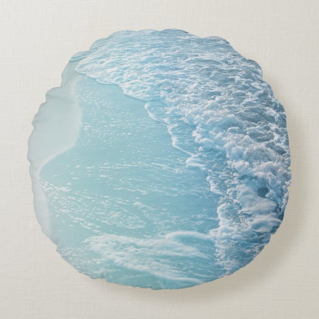 Soft Turquoise Ocean Dream Waves #2 #water #decor  Round Cushion (Front)
