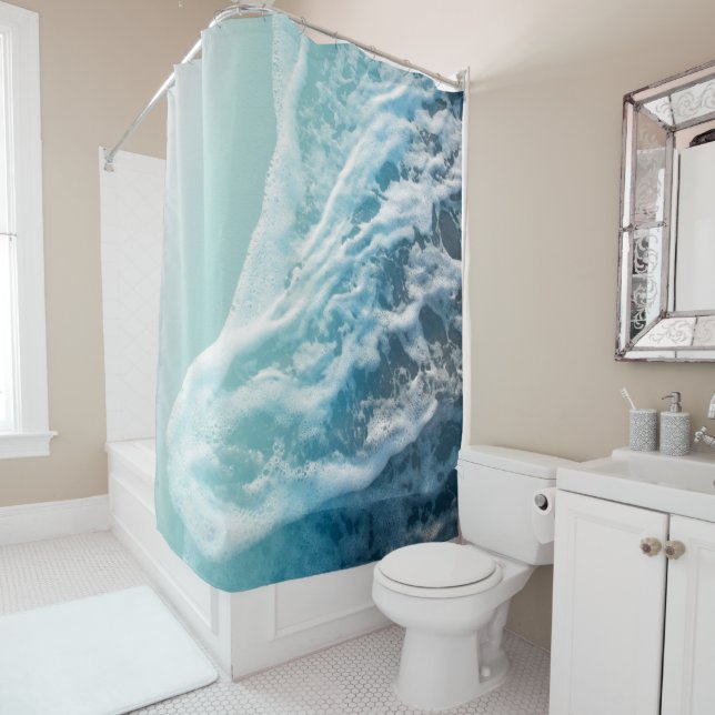 Soft Turquoise Ocean Dream Waves #3 #water #decor  Shower Curtain (In Situ)