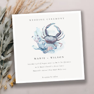 Soft Underwater Crab Coral Nautical Wedding Invite