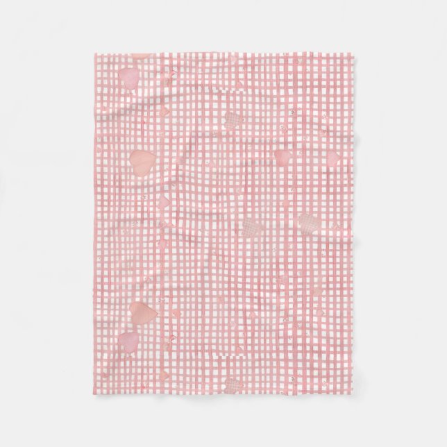 Soft Valentine Gingham Fleece Baby Blanket (Front)