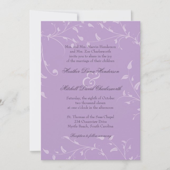 Soft Vines Wedding Invitation (Front)