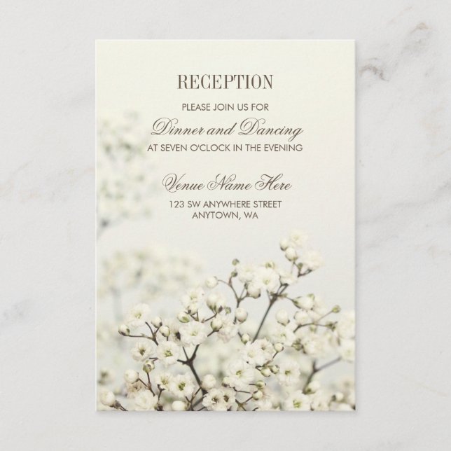 Soft Vintage Baby's Breath Wedding Enclosure Card (Front)