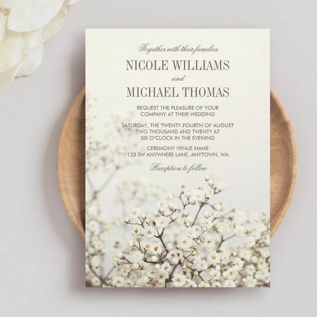 Soft Vintage Baby's Breath Wedding Invitations (Creator Uploaded)