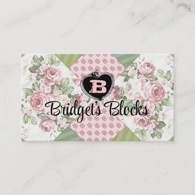 soft vintage roses patchwork quilt quilting card (Front)