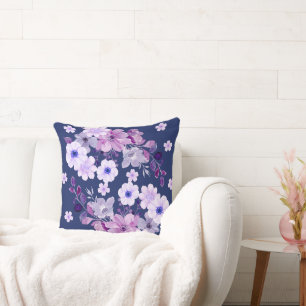 Soft Violet Hues Floral Throw Pillow