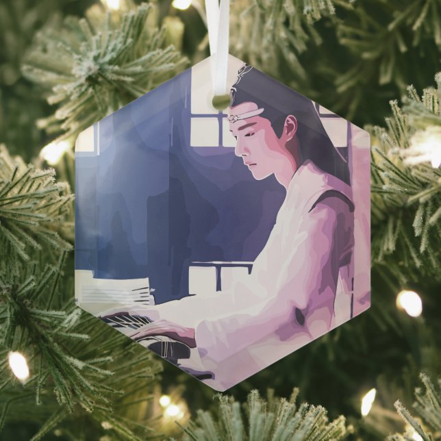 Soft Wangji Playing the Zither Glass Tree Decoration (Insitu)