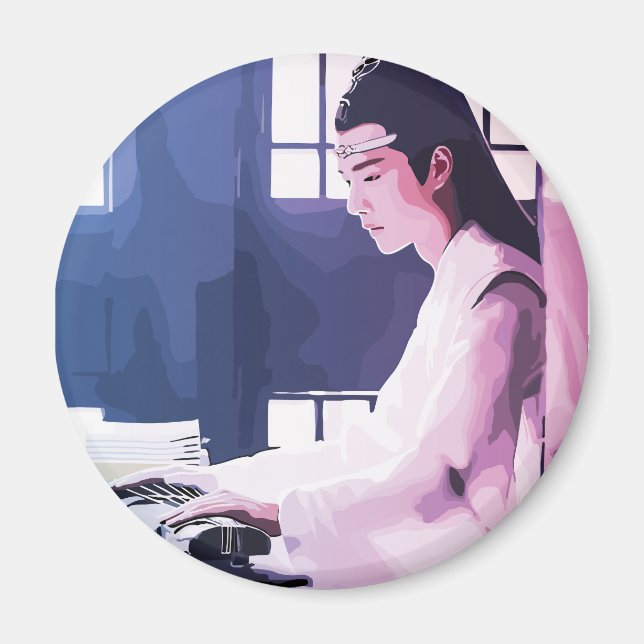 Soft Wangji Playing the Zither Magnet (Front)