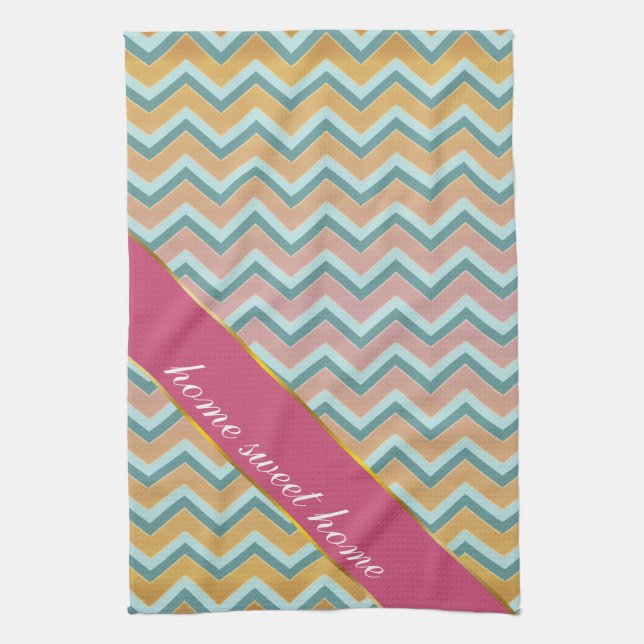 Soft Warm Colours ZigZag Tea Towel (Vertical)