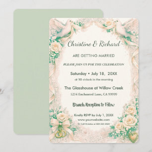 Soft & Warm Doves Pastel Wedding Invitation