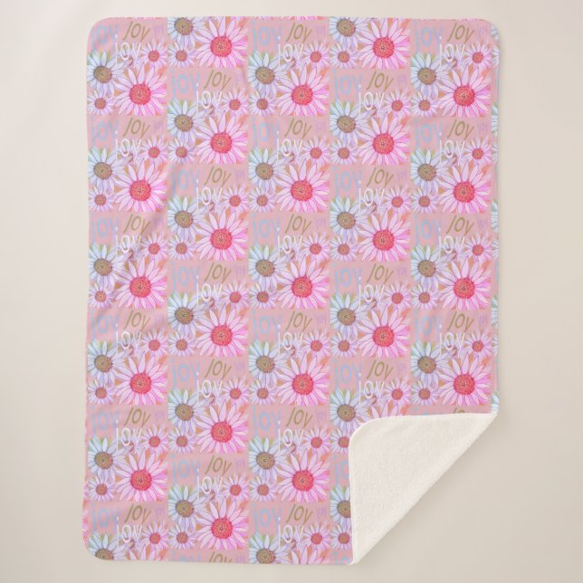 Soft Warm Feelings of Joy & Daisies Sherpa Blanket (Front)