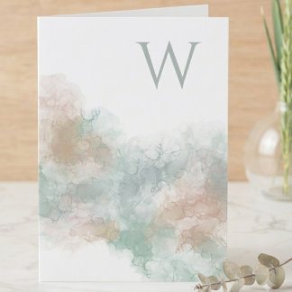 Soft Watercolor Abstract Initial Note Card